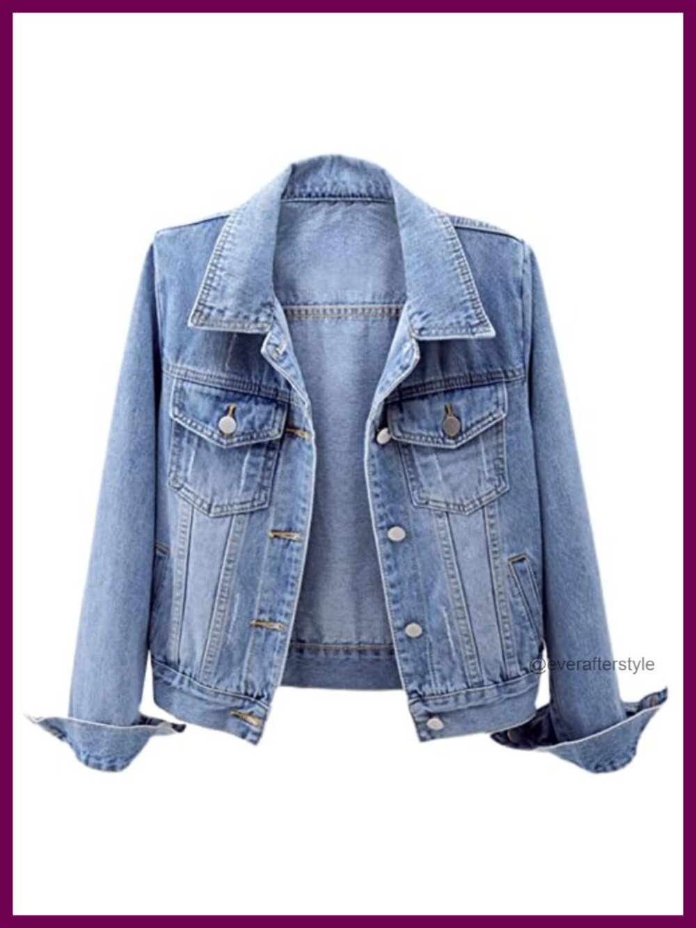 LifeShe Womens Cotton Polyester Button Down Distressed Denim Jacket